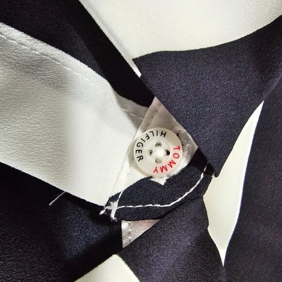 NEW WITHOUT TAGS TOMMY HILFIGER BLACK WHITE STRIPED BUTTON DOWN SHIRT XL - Picture 12 of 16